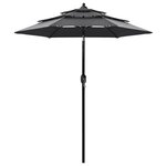 vidaXL Parasol de jardin à 3 niveaux avec mât en aluminium anthracite