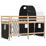 vidaXL Lit mezzanine enfants et tunnel blanc/noir 90x190 cm pin massif