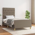 vidaXL Cadre de lit avec tête de lit Taupe 90x200 cm Tissu
