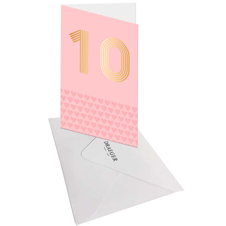 Carte d'anniversaire 10 ans en or - rose - a message - pour enfant fille -  11,5 x 17 cm - rose clair Draeger Paris