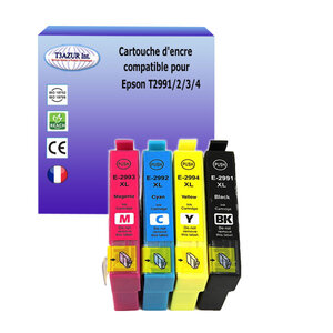 4 cartouches d'encre compatibles pour Epson XP235, XP245, XP247, XP255, XP257, XP332 remplace Epson T2991 T2992 T2993 T2994 (29XL) - T3AZUR