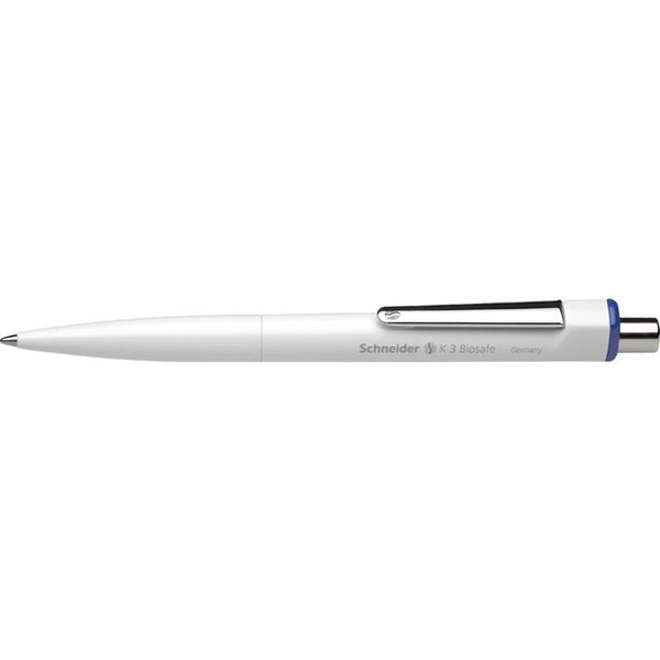 Stylo à bille K3 Biosafe blanc Pte Moyenne Bleu SCHNEIDER