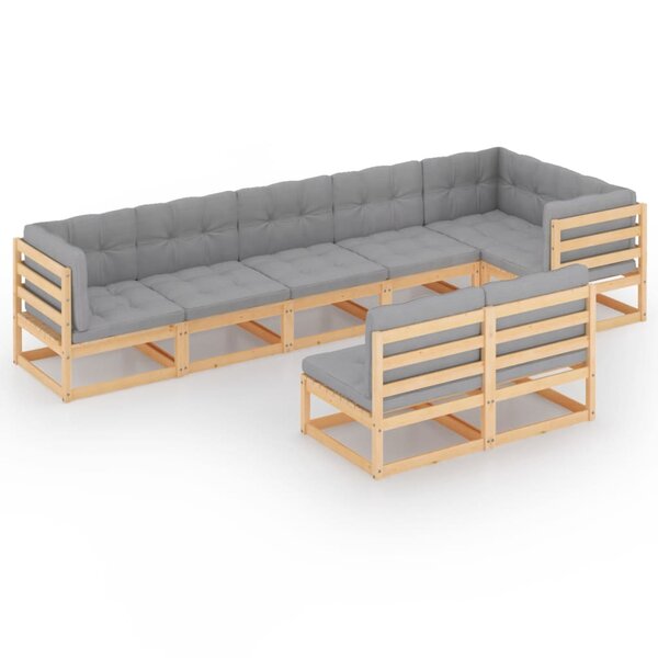 vidaXL Salon de jardin 8 Pièces avec coussins Bois de pin massif