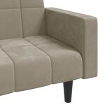 vidaXL Canapé-lit à 2 places avec deux oreillers Gris clair Velours