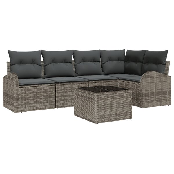 vidaXL Ensemble de 5 Canapés de Jardin avec Coussins en Rattan Poly Noir