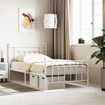 vidaXL Cadre de lit métal avec tête de lit/pied de lit blanc 107x203cm