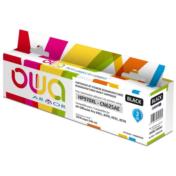 Cartouche d'encre remanufacturée, compatible pour hp 970xl cn625ae - noir