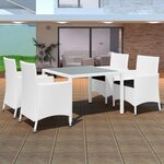 vidaXL Salon de jardin 5 Pièces Résine tressée Blanc-crème
