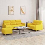 vidaXL Ensemble de canapés 3 Pièces avec coussins Jaune clair Tissu