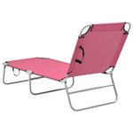 vidaXL Chaise longue pliable acier et tissu rose