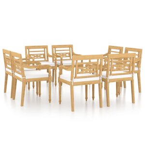 vidaXL Chaises Batavia lot de 8 avec coussins Bois de teck solide