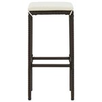 vidaXL Tabourets de bar avec coussins lot de 3 marron résine tressée