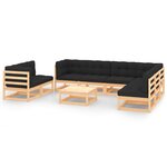 vidaXL Salon de jardin 9 Pièces avec coussins Bois de pin massif