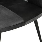 vidaXL Chaise à oreilles Noir et gris Cuir véritable