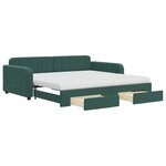 vidaXL Lit de jour et gigogne et tiroirs vert foncé 100x200 cm velours