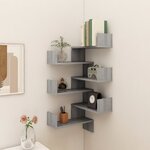 vidaXL Étagères d'angle murales 2 Pièces Sonoma gris 40x40x50 cm Bois