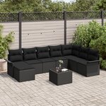 vidaXL Ensemble de Canapé de Jardin 9 pièces avec Coussins Rattan Poly Beige
