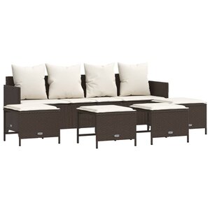 vidaXL Salon de jardin avec coussins 5 Pièces marron résine tressée