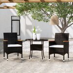 vidaXL Mobilier à dîner de jardin 3 Pièces Résine tressée Noir