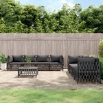 vidaXL Salon de jardin avec coussins 9 Pièces anthracite acier