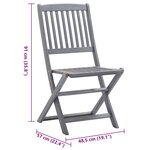 vidaXL Chaises pliables d'extérieur lot de 2 et coussins Bois d'acacia