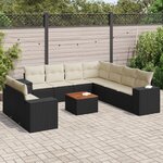 vidaXL Salon de jardin 10 Pièces avec coussins noir résine tressée