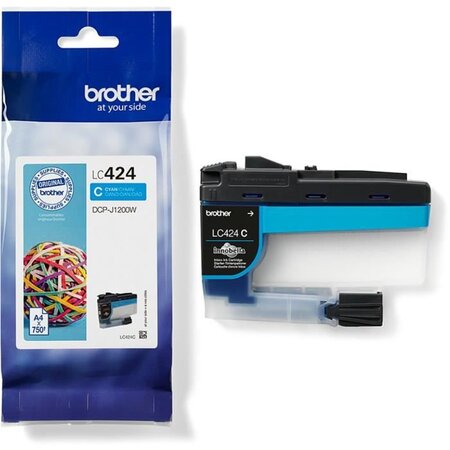 BROTHER - Cartouche d'encre LC424C - Cyan haute capacité de 750 pages - Pour DCP-J1200W