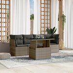 vidaXL Salon de jardin 5 Pièces avec coussins gris résine tressée