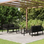 vidaXL Salon de jardin 5 Pièces avec coussins Aluminium Anthracite