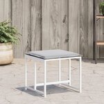 vidaXL Tabourets de jardin avec coussins 4Pièces blanc acier et textilène