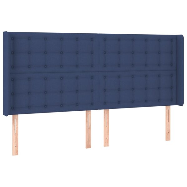 vidaXL Tête de lit avec oreilles Bleu 183x16x118/128 cm Tissu
