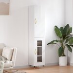 vidaXL Buffet haut Blanc brillant 34 5x34x180 cm Bois d'ingénierie