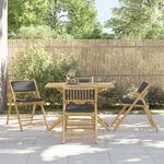 vidaXL Ensemble de bistro pliante 5 Pièces et coussins gris foncé bambou
