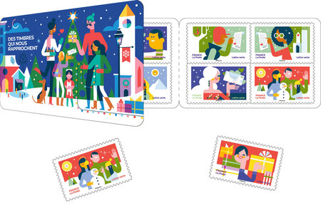 Carnet de timbres à gratter - Plus que des vœux - 12 timbres autocollants -  La Poste