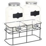 vidaXL 2 Pièces Distributeurs de boissons avec support 2 x 4 L Verre