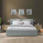 Lit coffre adulte MARTIN - Couchage 160 x 200 cm - Gris clair - Sommier à lattes - 209 x 166 x 99 cm