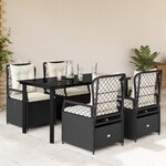 vidaXL Ensemble à manger de jardin coussins 5Pièces Noir Résine tressée