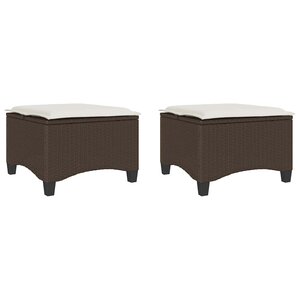 vidaXL Tabourets jardin coussins 2Pièces marron 55x55x36cm résine tressée