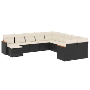 vidaXL Salon de jardin 11 Pièces avec coussins noir résine tressée