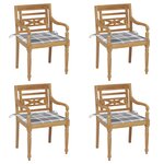 vidaXL Chaises Batavia avec coussins lot de 4 Bois de teck solide