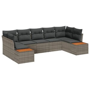 vidaXL Ensemble de canapé de jardin avec coussin 7 Pièces Gris polyrotin