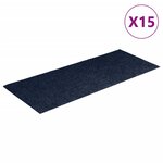vidaXL Tapis d'escalier autocollants Rectangulaire 15 Pièces 60x25cm Bleu