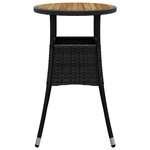 vidaXL Table de jardin Ø60x75 cm Acacia et résine tressée Noir