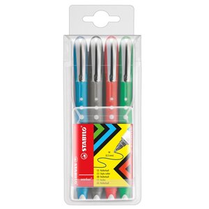 Etui de 4 Rollers WORKER Colorful Encre Liquide 100 Grip Tracé 0 5 mm x 5 STABILO