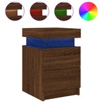 vidaXL Tables de chevet et lumières LED 2 Pièces chêne marron 35x39x55 cm