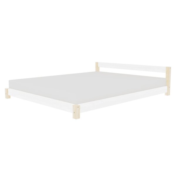 Lit double scandinave COMFY 160 x 200 blanc et naturel