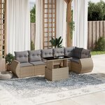 vidaXL Salon de jardin avec coussins 7 Pièces beige résine tressée