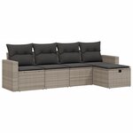 vidaXL Salon de jardin 5 Pièces avec coussins gris résine tressée