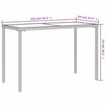 vidaXL Table de jardin dessus en verre gris 115x54x74cm résine tressée