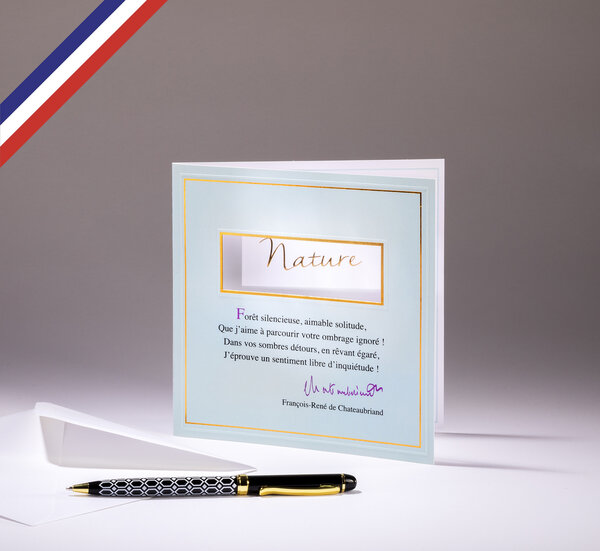 Carte double carnet de poésie créée et imprimée en france - nature - françois-rené de chateaubriand